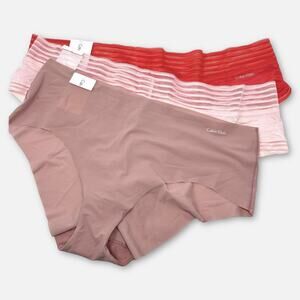 Calvin Klein NWT Women's 3 Piece Bundle Panties Size XL Pink, Red, Muted Pink